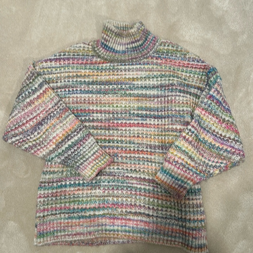 Topshop rainbow striped turtleneck sweater